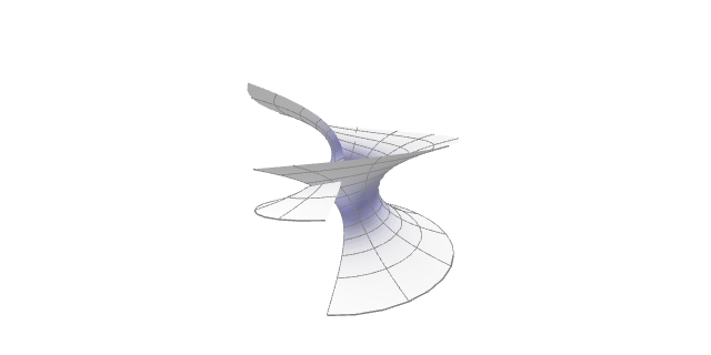 Isometr&iacute;a entre helicoide e catenoide.