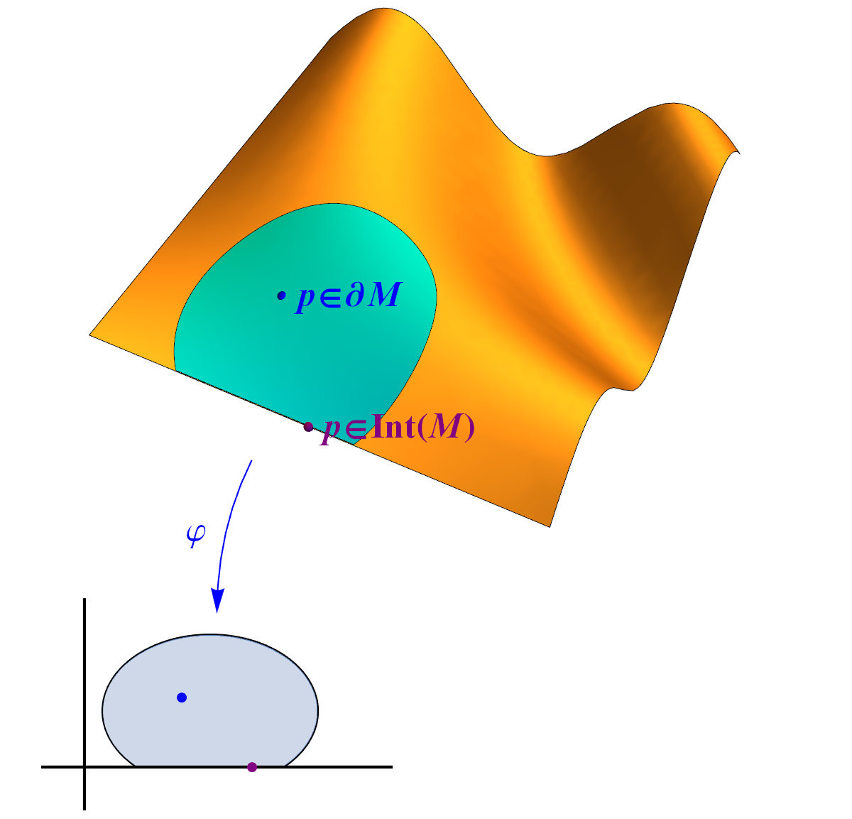 puntos interiores e borde de variedades con borde