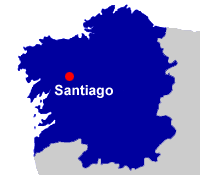 Location of  Santiago in Galicia