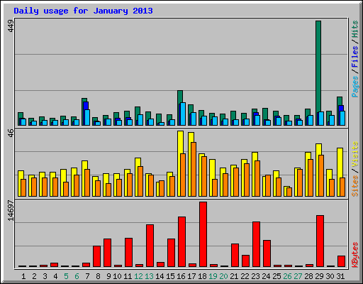 Daily usage for January 2013