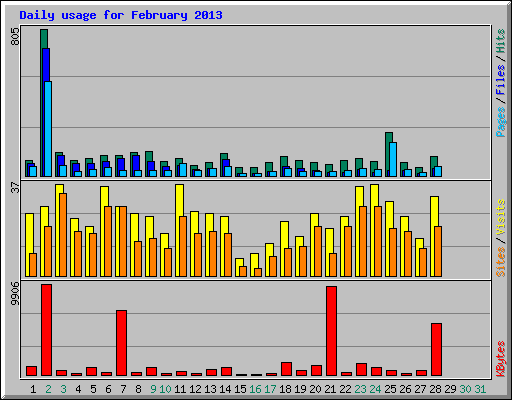 Daily usage for February 2013