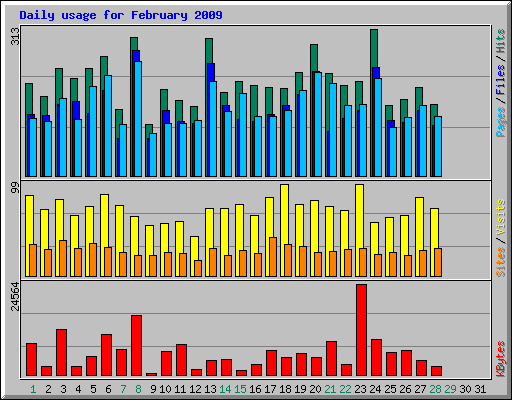 Daily usage for February 2009