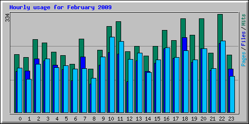 Hourly usage for February 2009
